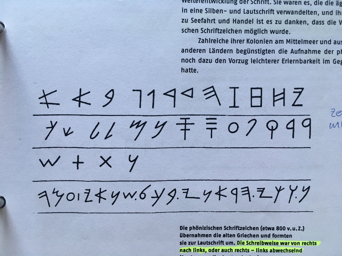 Phönizische Konsonantenschrift (etwa 800 v.u.Z.)