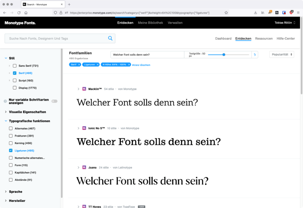 Das Angebot an Schriften ist in Monotype Fonts fast unbegrenzt.