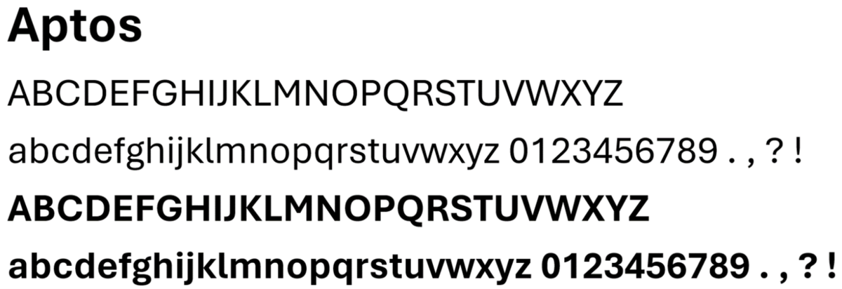 Ein erster Blick auf die neue Standardschrift «Aptos» Ein erster Blick auf die neue Standardschrift «Aptos»