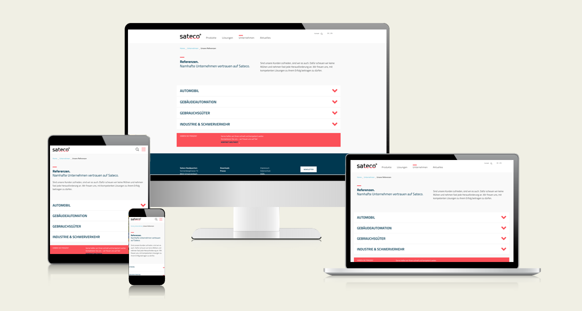 Website für Sateco Group | Brunner Medien AG Website für Sateco Group | Brunner Medien AG