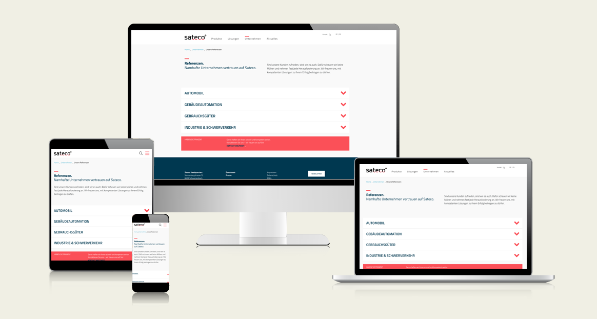 Website für Sateco Group  | Brunner Medien AG