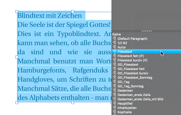 VivaDesigner merkt sich die auf den Text angewendete ­Stilvorlage und zeichnet die verwendete Stilvorlage aus.