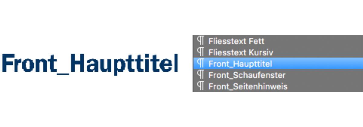 Absatzformate mit der Bezeichnung "Front_" im Namen sind nur für die Titelseite gedacht